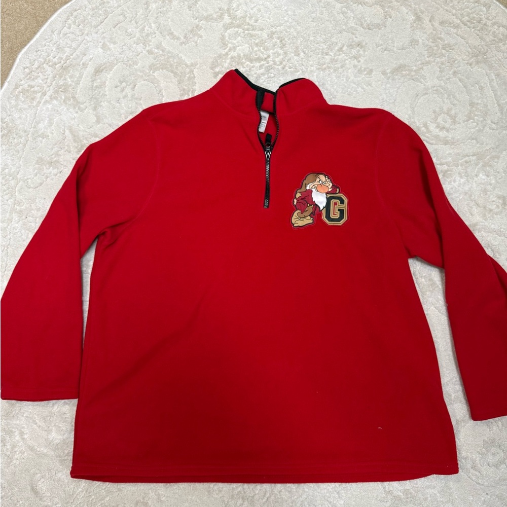 Disney Grumpy 7 Dwarfs Fleece‎ Quarter Zip Red XL Snow White Graphic - Picture 2 of 7